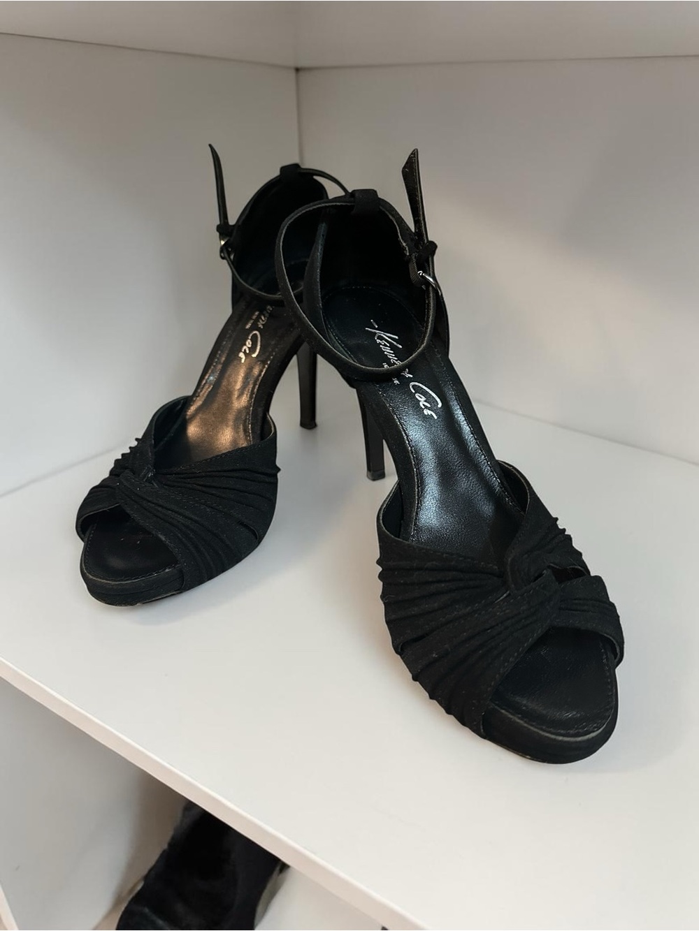 Kenneth Cole Black Peep-Toe Heels
